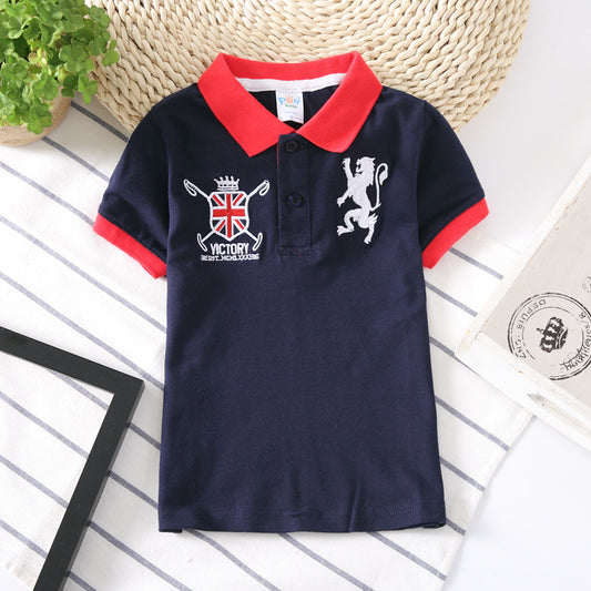 Polo Kids Shirt Boys - Korean Style Short Sleeve Lapel Shirt for Boys (8703)