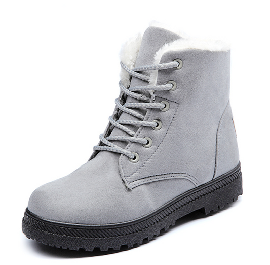 Winter Women Snow Boots - Flat, Large Size, Casual Cotton Shoes, Trendy, Vulcanized Shoes, Artificial Plush