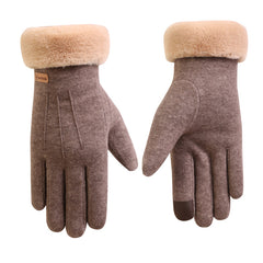 Autumn and Winter Cashmere Full Finger Gloves Women - Keep Warm, Single Color, One Size - Farefe