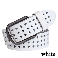 Pin Buckle Leather Belt for Women, Two-Layer Cowhide, Alloy Buckle, Pin Buckle Fastening, Lightweight Design - Farefe