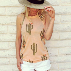 Summer Cactus Print Women T Shirt Casual Halter Harajuku Women TShirt Tops Tees