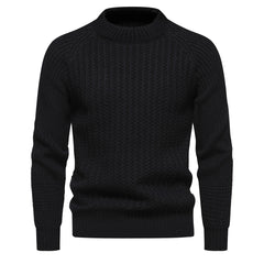 Men's Casual Loose Solid Color Round Neck Sweater - Farefe