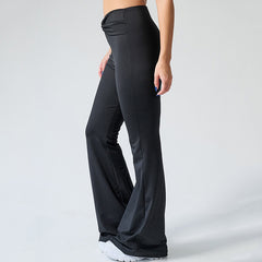 Abdominal-Shaping Slimming Bell-Bottom Pants in Black for Street Fashion - Farefe