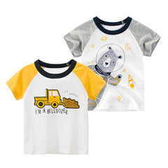 Children's Short Sleeve Korean Style T-Shirt - Non-Hooded - Sizes 90-140 - Multiple Colors