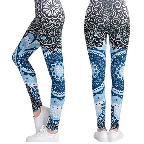 Printed Stretch Pants for Women - Breathable, Slim Fit Yoga Leggings with Anti-Wire Removal Pattern (Size: Waist 60-88cm, Hip 96-116cm, Length 92cm) - Farefe