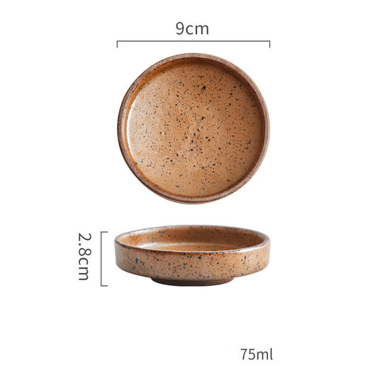 Retro Style Creative Ceramic Tableware - Japanese Round Pottery Dish 3.5 inches - Farefe
