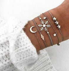 Romantic Moon and Star Bead Bracelet Set for Elegance and Charm