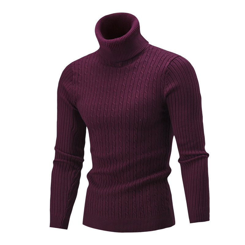 Sweater Twist Knit Sweater Slim-fit High Neck Knit - Farefe