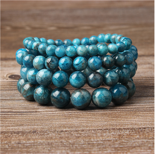 Elevate Your Style with Natural Blue Apatite Beaded Bracelets for All Genders