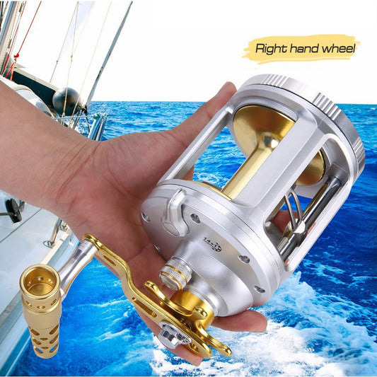 Durable Metal Sea Fishing Drum Reel - Perfect for Trolling, Casting, and Jigging
