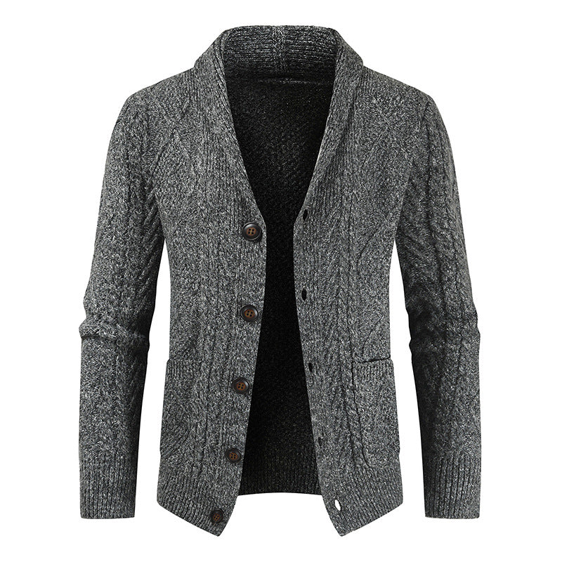 Men's Fashion Knitted Cardigan V Neck Loose Thick Sweater Jacket - Farefe