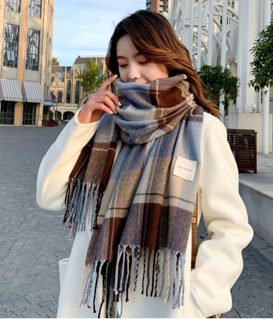 Fashion Plaid Scarf for Women | Winter Warm Thickened Long Scarf