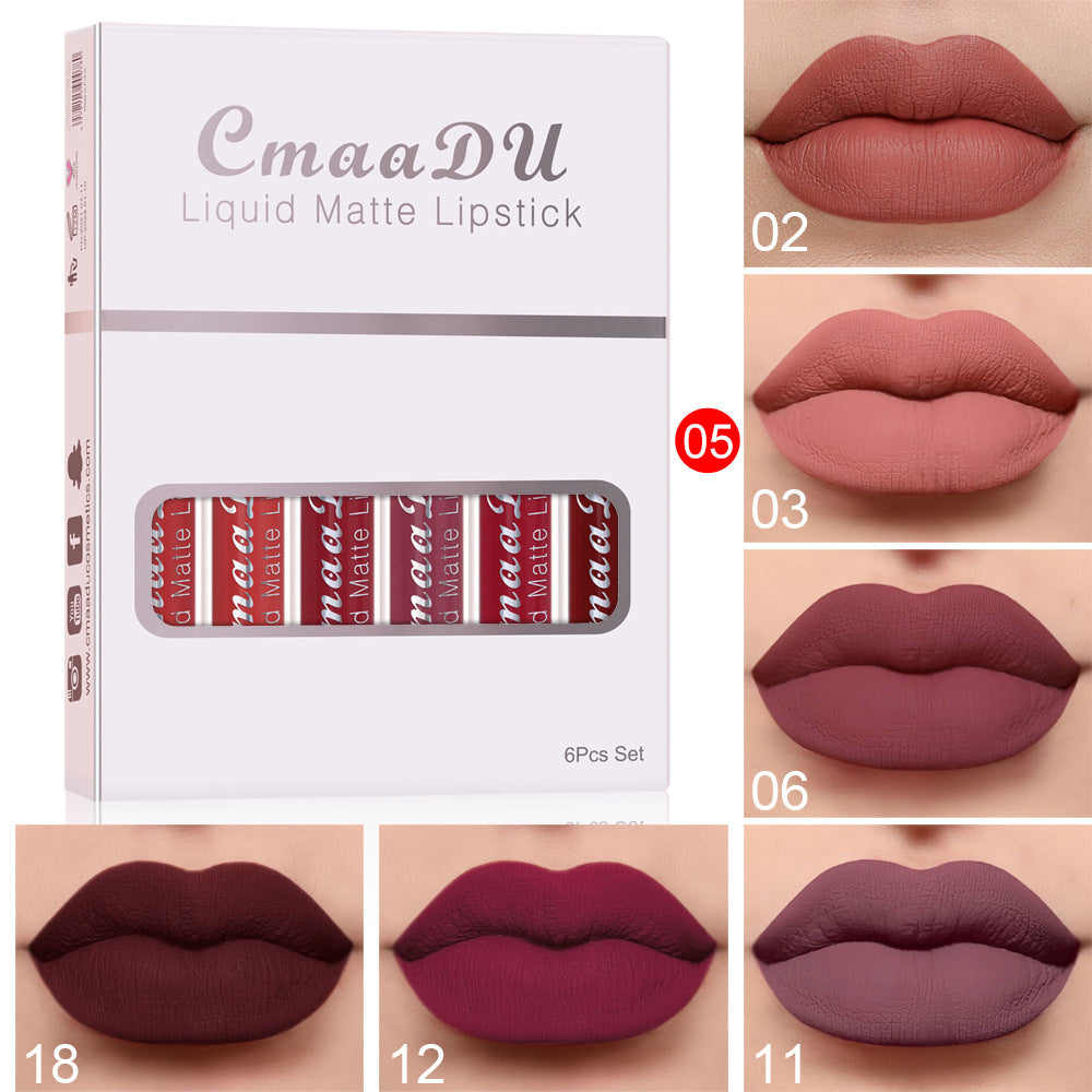 6-Piece Velvet Lipstick - Easy to Color - Matte Finish - Farefe