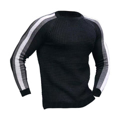 Men's Contrast Slim Bottom Sports Casual Sweater - Cotton Blend Fabric - Available in Multiple Colors - Sizes S-XXXL