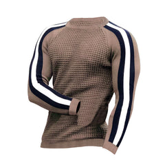 Men's Contrast Slim Bottom Sports Casual Sweater - Cotton Blend Fabric - Available in Multiple Colors - Sizes S-XXXL