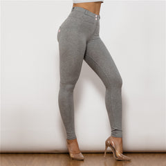 Melody Cotton Bum Lifting Leggings Booty Shaping Gray Push Up Pants Women