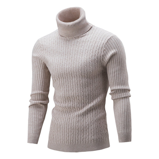 Sweater Twist Knit Sweater Slim-fit High Neck Knit - Farefe