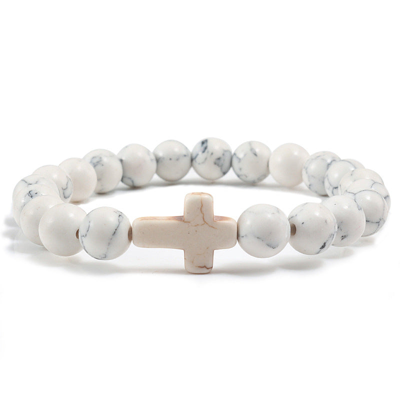 Stunning Blue Turquoise Cross Bracelet for a Timeless Style - Farefe