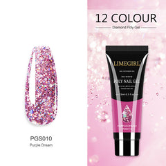 12 Color Nail Art Glitter Powder Extension Gel - Painless and Shimmering Nail Art Sequin Gel - Farefe