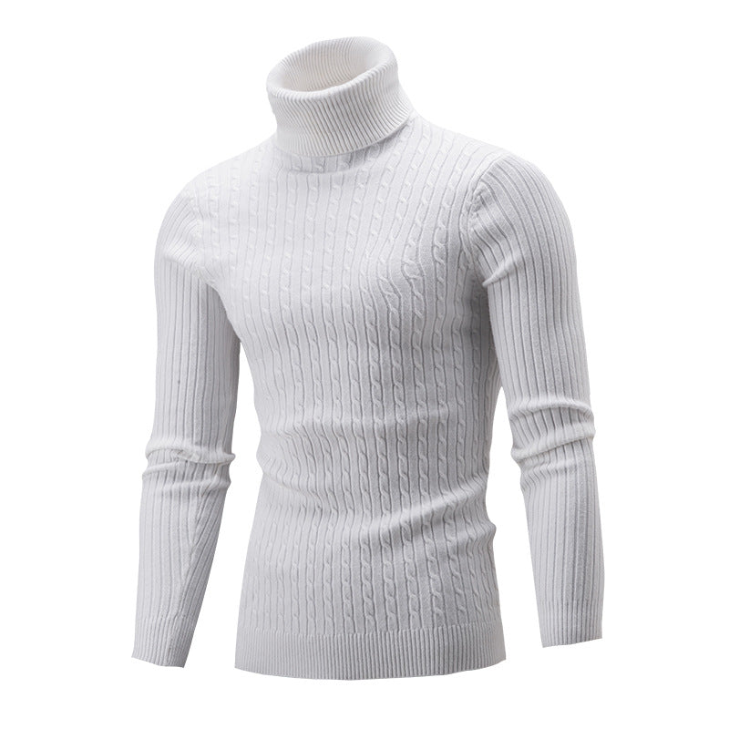 Sweater Twist Knit Sweater Slim-fit High Neck Knit - Farefe