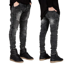Men Skinny Jeans in Cotton Fabric - Black, Light Blue, Blue, Gray - Sizes 28-38