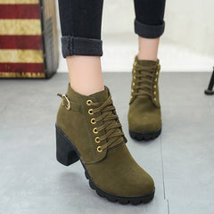 Chunky Block Heel Buckle Ankle Boots for Women - Stylish and Comfortable Shoes in Various Colors - Farefe