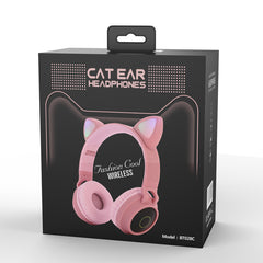 LED Light Cat Ear Headphones Wireless Bluetooth 5.0 Headset Foldable Kids Headphone