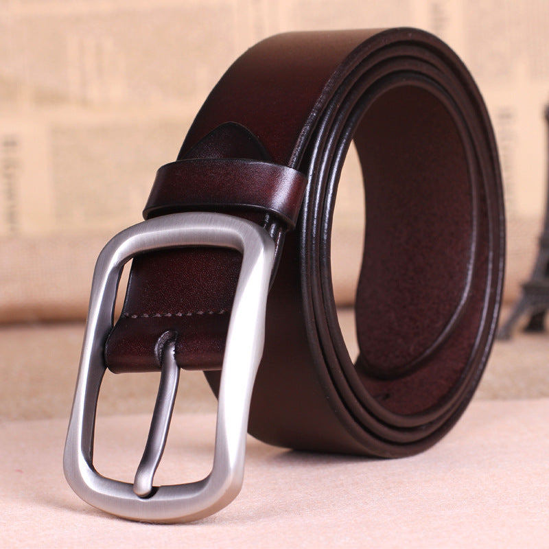 Leather Belt Buckle: Stylish, All-Match, Pure Leather Belt for Men (125cm)