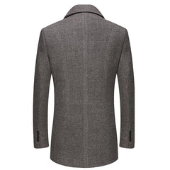 Winter Thick Men Wool Coat with Detachable Collar - Casual, Full Sleeve, Winter Outerwear for Men