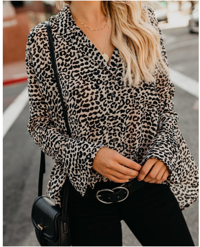 Summer Chiffon Blouse Tops For Women - Leopard Color, Sizes S-3XL - Farefe