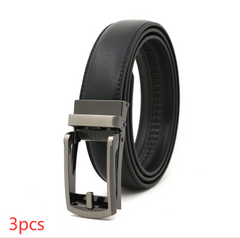 Fake Needle Belt Automatic Buckle - Men's Cowhide Leather Two-Layer Business Style Belt