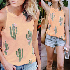 Summer Cactus Print Women T Shirt Casual Halter Harajuku Women TShirt Tops Tees