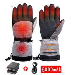 Outdoor Cold and Warm Three-Speed Thermostat Gloves, Polar Fleece Ski Gloves for Men, Keep Warm, Color Matching, Split Finger Style - Electric Heating Series - Farefe