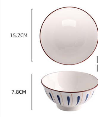 Japanese Ceramic Bowls - Single Large Bowl, 4.5 inch Mouth Diameter, Porcelain Material, Underglaze Color Technology - Includes 1 Ceramic Bowl - Farefe