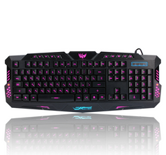 J10 Tricolor Backlight Gaming Keyboard Set with Colorful Luminous Mouse - Wired USB Interface (108 Keys)