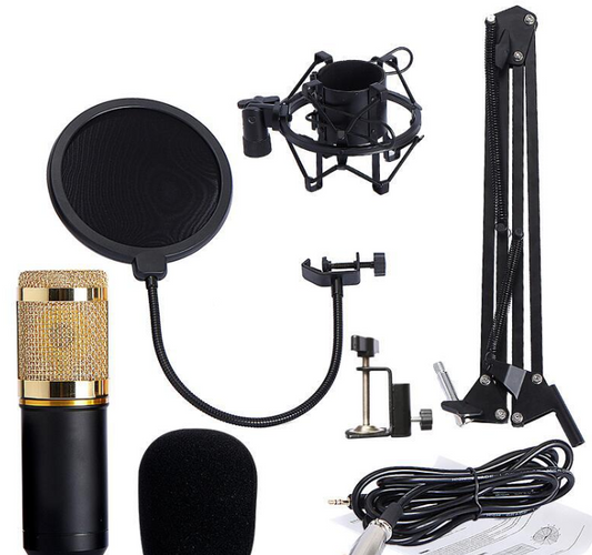 BM800 Microphone Set – Professional Capacitance Mic for Computer and Recording, Wireless Option, Heart-shaped Pointing, with Bracket and Shock Mount - Farefe