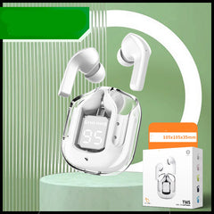 New Mini Transparent Wireless Bluetooth Headset with Digital Display and ENC Noise Reduction - True Wireless Sports Music