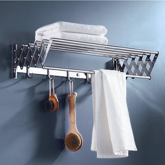 Stainless Steel Shelf Bathroom Storage Towel Rack - No Installation Needed