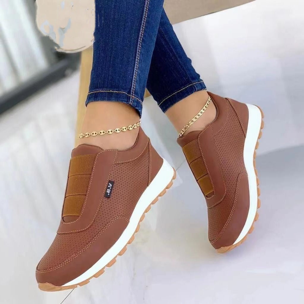 Women's Elastic Band Design Platform Sneakers in Various Colors and Sizes - Farefe