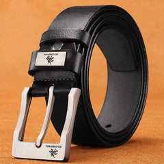 Premium Two-Layer Cowhide Weave D-Shaped Alloy Buckle Belt