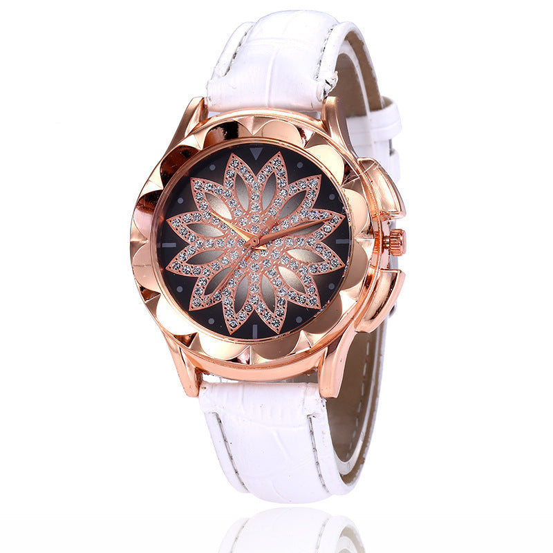 Rhinestone Cross Ladies Belt Watch - Rose Gold, Large Dial, Lucky Quartz - 36g, 22cm Strap Length, 2.2cm Strap Width, 4.0cm Dial Diameter - Farefe