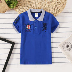 Polo Kids Shirt Boys - Korean Style Short Sleeve Lapel Shirt for Boys (8703)