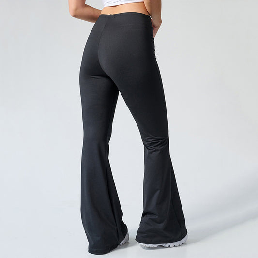 Abdominal-Shaping Slimming Bell-Bottom Pants in Black for Street Fashion - Farefe