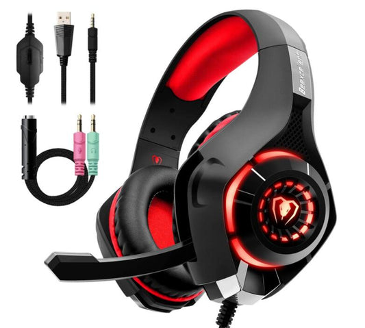 Beexcellent Stereo Gaming Headset Casque Deep Bass Stereo Game Headphone with Mic LED Light for PS4 PC Phone Laptop - Farefe