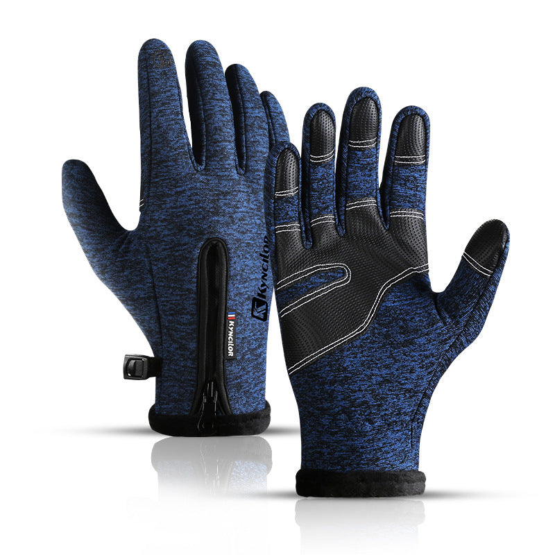 Velvet Insulated and Cold Resistant Gloves for Adults - Warm Mittens in Black, Grey, Royal Blue, and Pink (Size: S, M, L, XL)