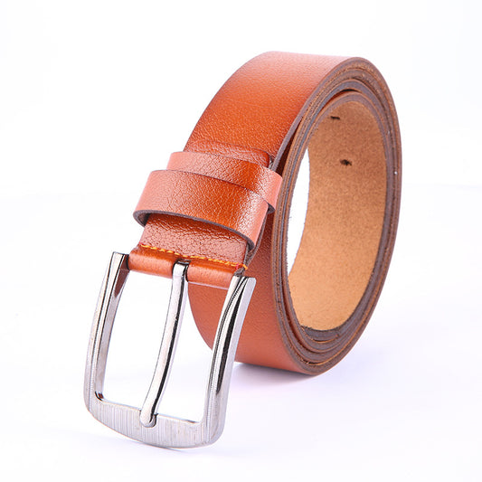 Pin Buckle Leather Belts - Black, Brown, Camel - 100-135CM Length - Farefe