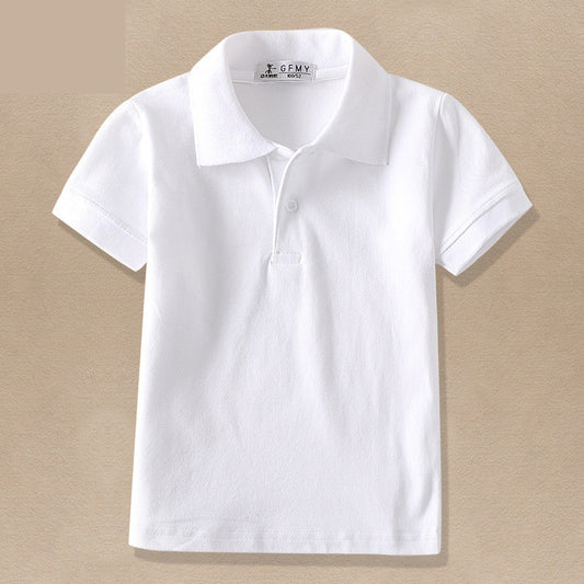 CUHK Children's White Lapel T-Shirt for Newborns (0-1 Years) - Casual, Plain, with Movement Element - Suitable for Height 80cm and Below