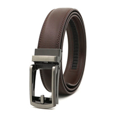 Fake Needle Belt Automatic Buckle - Men's Cowhide Leather Two-Layer Business Style Belt