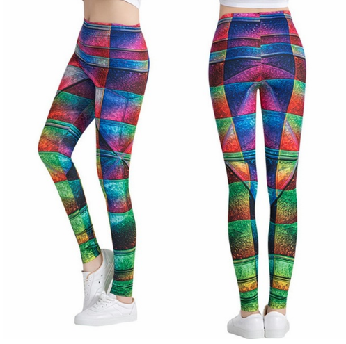 Printed Stretch Pants for Women - Breathable, Slim Fit Yoga Leggings with Anti-Wire Removal Pattern (Size: Waist 60-88cm, Hip 96-116cm, Length 92cm) - Farefe