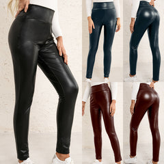 Women's High Waist Stretch Skinny Leather Pants